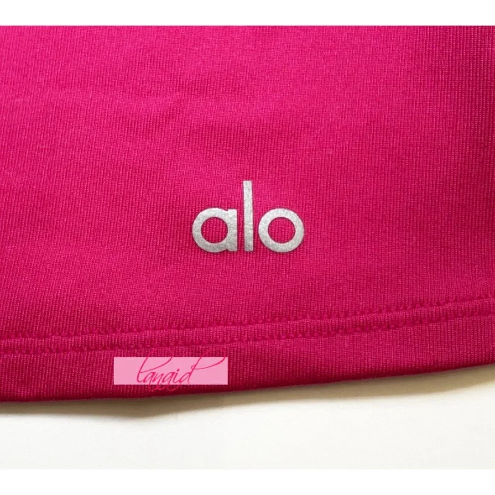 Alo Charmed Tennis Dress Magenta Crush Button-Up V-Neck Sleeveless Henley Mini L